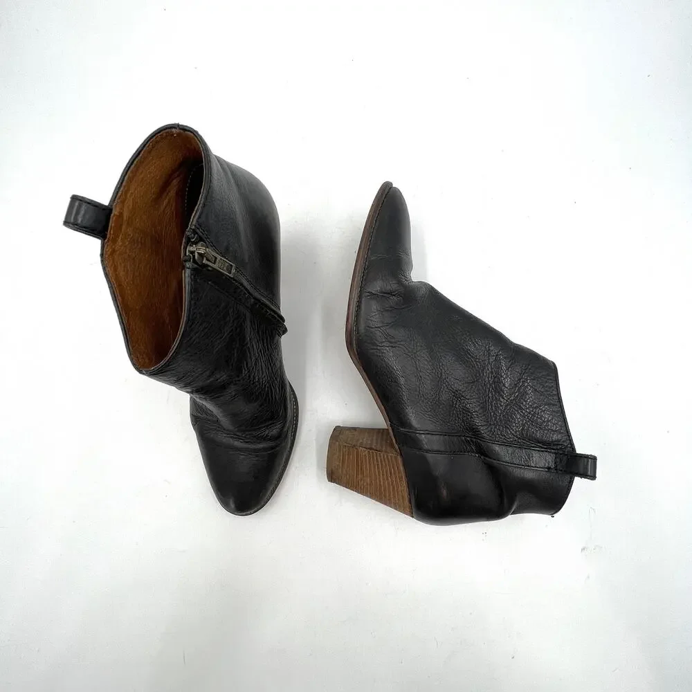 Madewell Billie Boots Black Leather Ankle Booties Western Boho